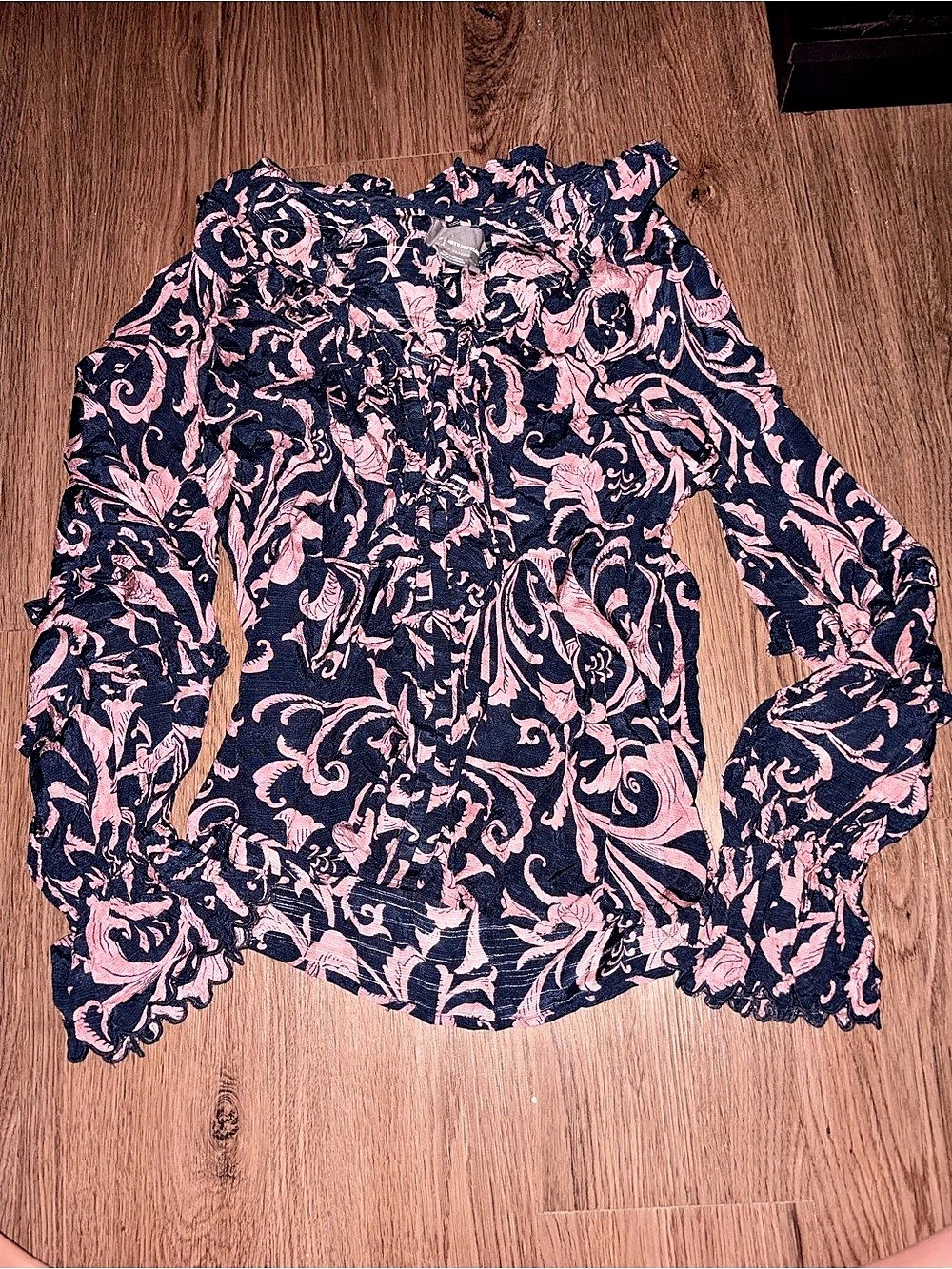 Anthropologie Floral Blouse in Blue & Pink Size XS Like New